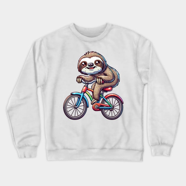 Sloth on bike Crewneck Sweatshirt by Yopi